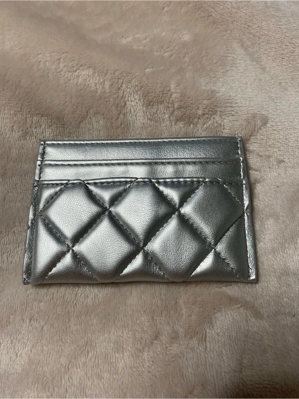 ChaneI Cardholder Metallic Silver with Gold-Tone Hardware NEW !!